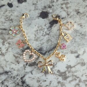 Pink & Gold Water Bottle Charm Bracelet